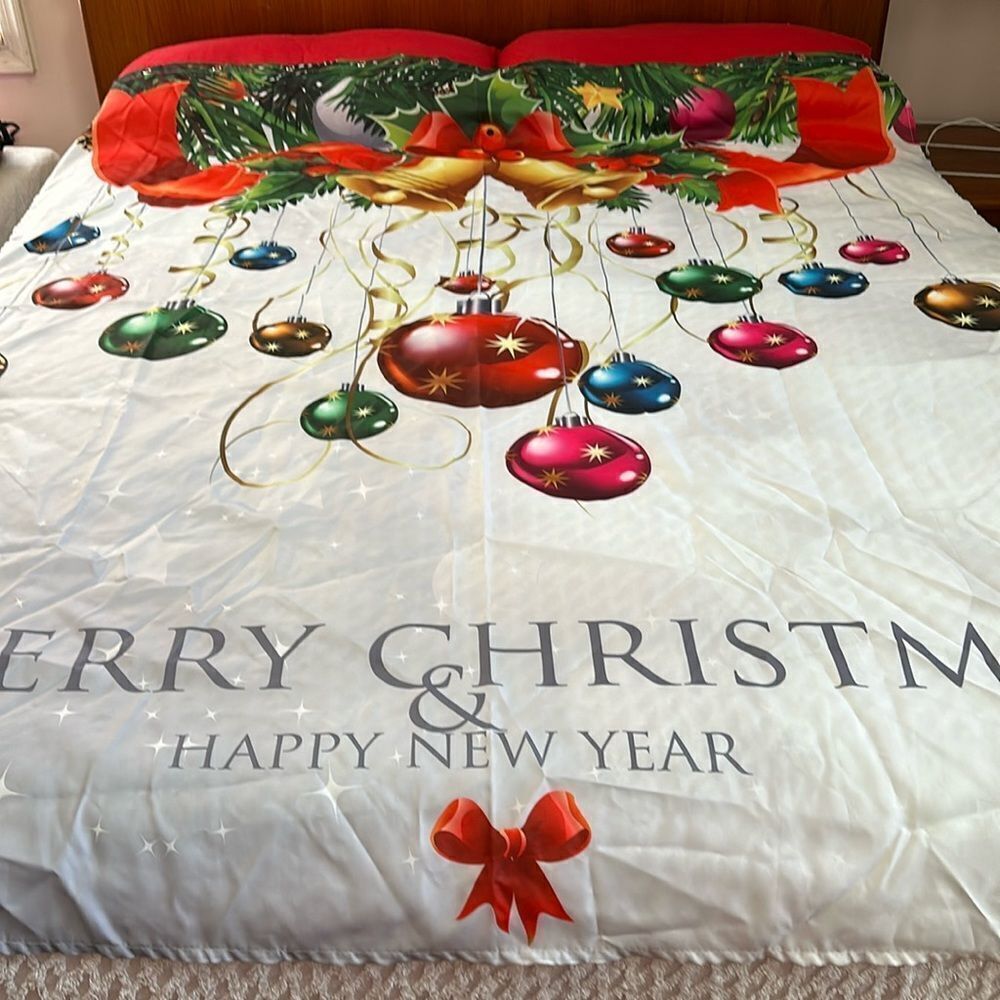 Christmas Shower Curtain Ornaments Nylon Standard Size